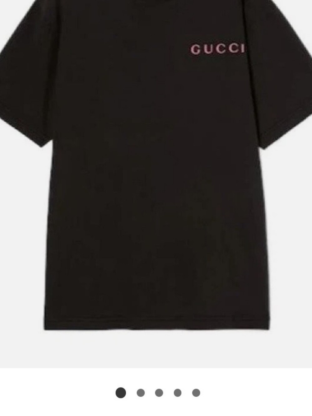 Gucci Black Short-Sleeve T-Shirt with Pink Logo